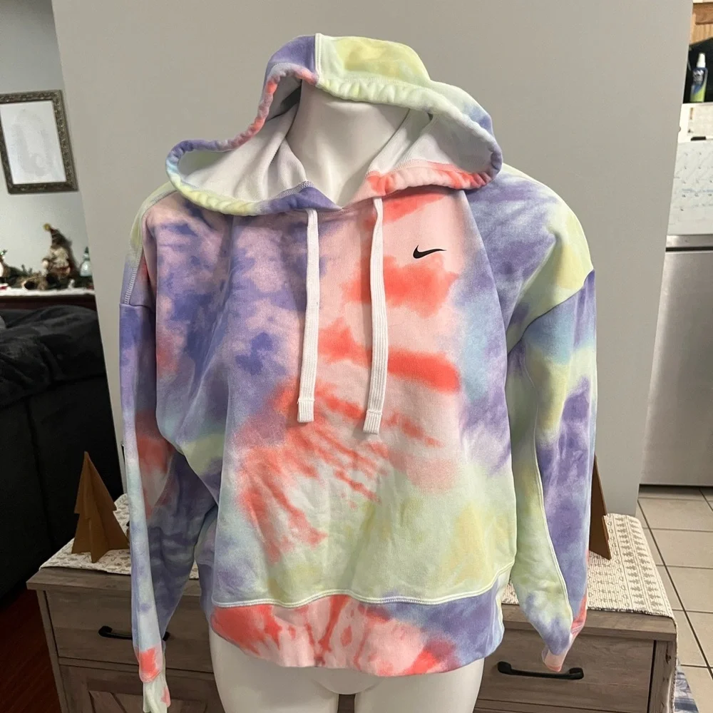 Nike tie dye multicolor purple pulse REVOLVE  hooded sweatshirt